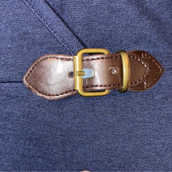 Tommy Hilfiger NWT Women’s 3/4 Sleeve Navy Dress Faux Wrap Leather Buckle Large - Picture 3 of 10